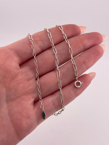 sterling silver 16 1/2" - 18 1/2" paperclip chain link necklace