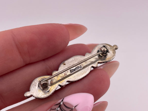 sterling silver triple amber brooch pin
