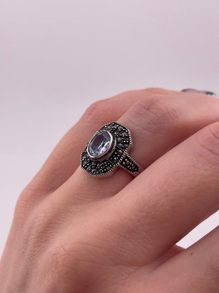 size 6.25 sterling silver topaz marcasite ring