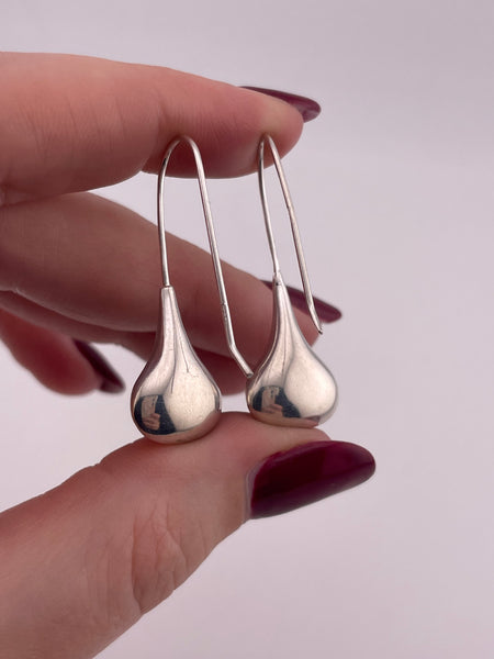 rhodium plated sterling silver stoneless jug dangle threader earrings