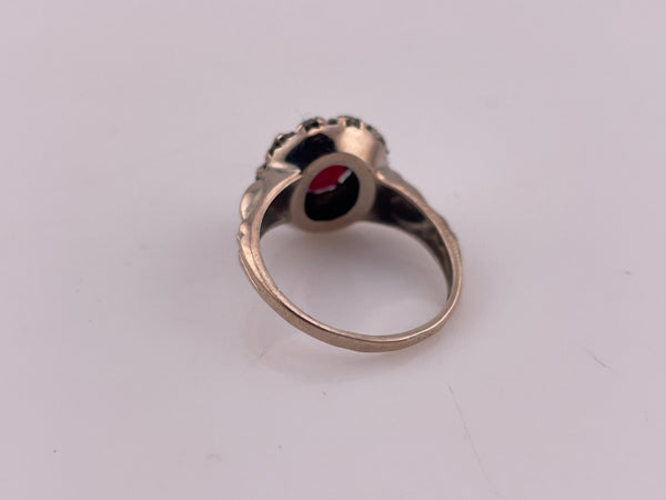 size 7.5 sterling silver gold plated faceted plastic heart ring