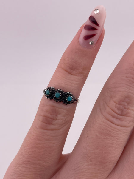 size 2 sterling silver Bell Trading Post synthetic turquoise midi ring