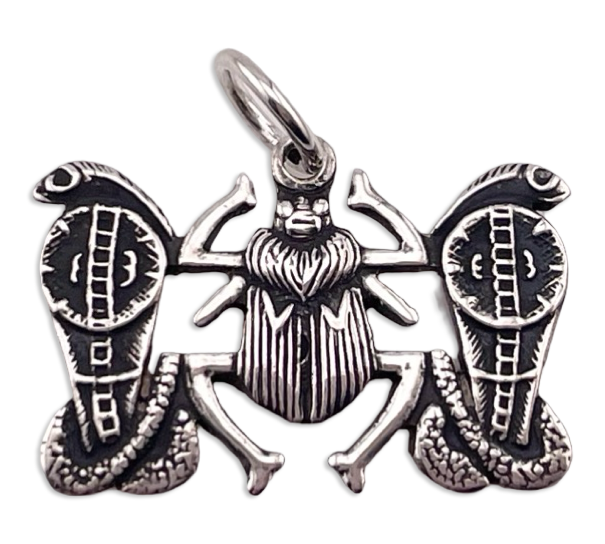 sterling silver Egyptian Revival scarab pendant