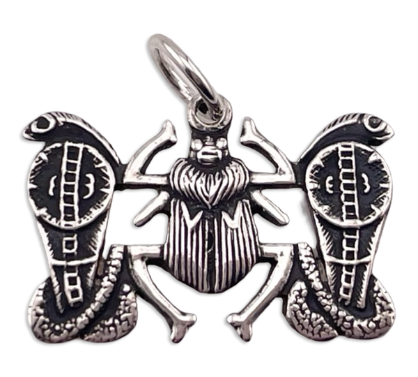 sterling silver Egyptian Revival scarab pendant