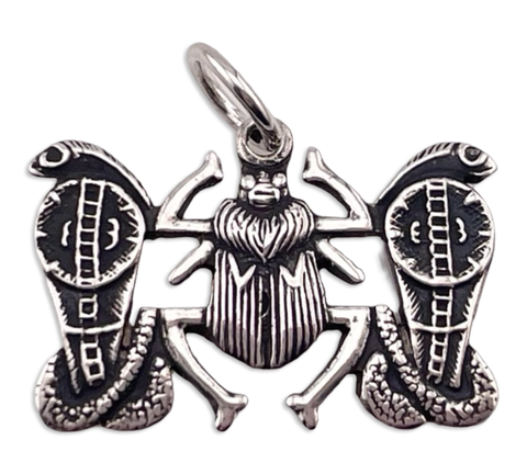 sterling silver Egyptian Revival scarab pendant