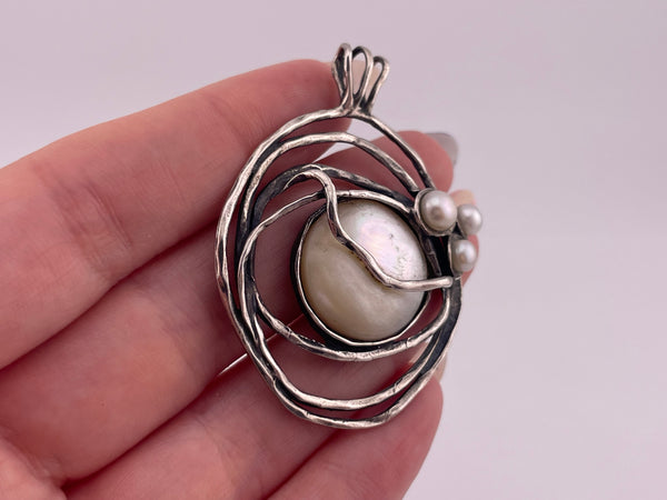 sterling silver pearl mother of pearl pendant