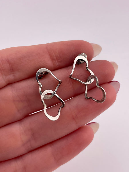 sterling silver heart post dangle earrings