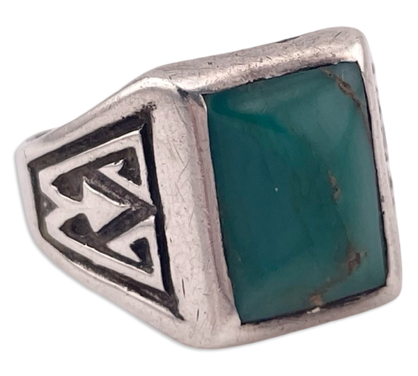 size 9.75 sterling silver Bell Trading Post rectangle turquoise ring