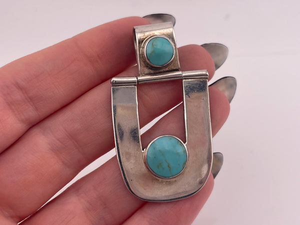 sterling silver synthetic turquoise pendant