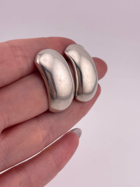 sterling silver Mexican domed stoneless curved post earrings