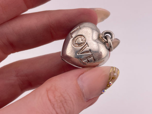 sterling silver "Love" puffy heart pendant