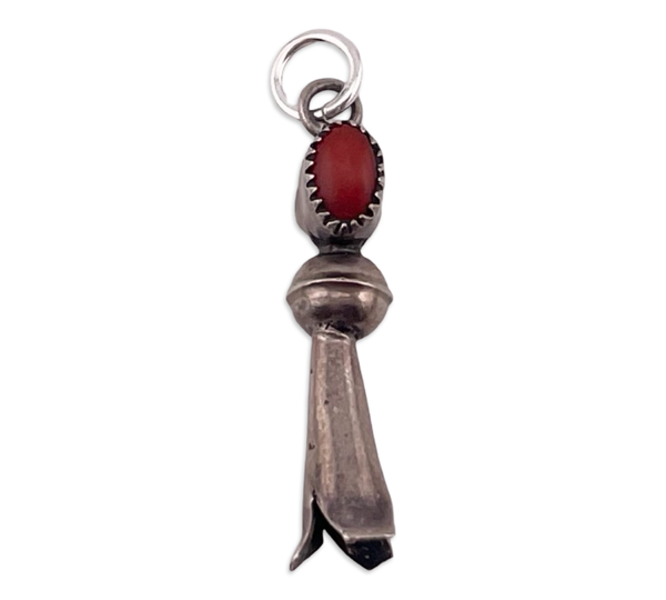 sterling silver coral squash blossom pendant