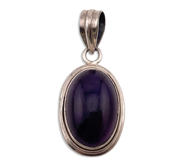 sterling silver dark purple amethyst pendant