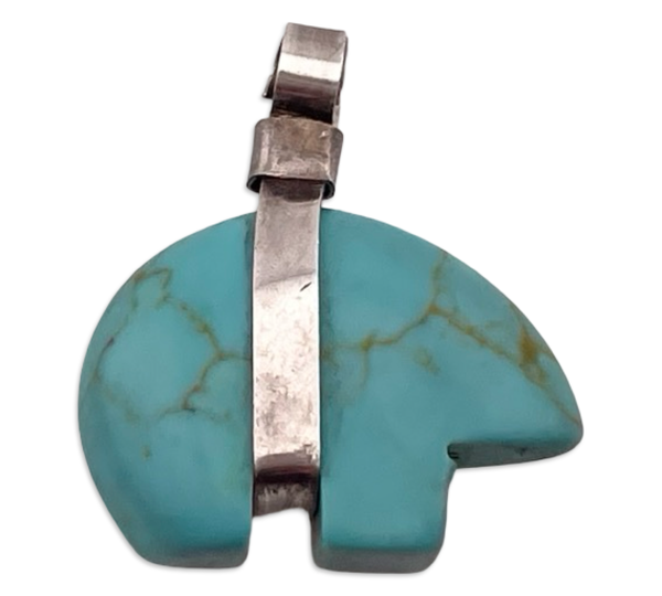 sterling silver component faux turquoise bear pendant