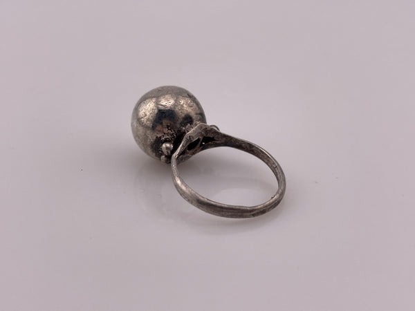 size 7.25 sterling silver stoneless sphere rattle ring **AS IS**