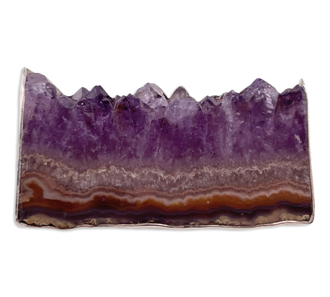 sterling silver amethyst slice brooch pin