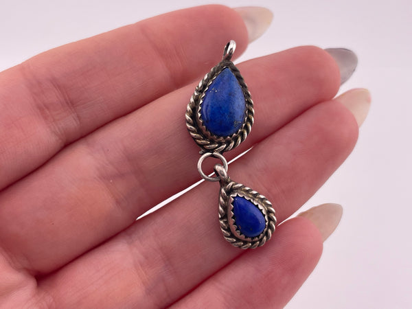 sterling silver lapis dangle pendant