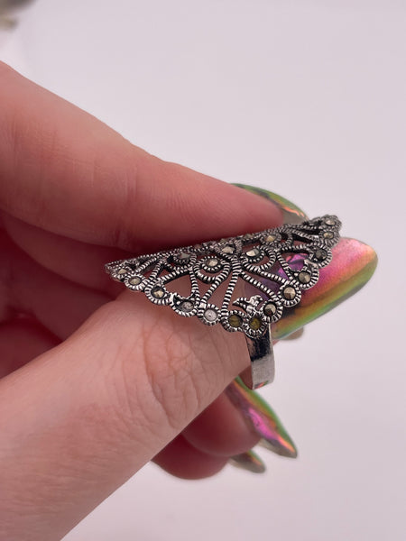 size 8 sterling silver marcasite ring ***AS IS***