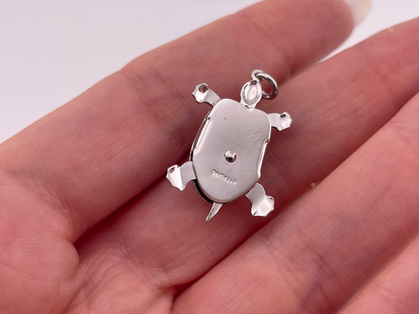 sterling silver rhodium plated turtle pendant