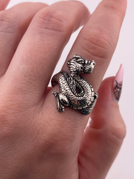 size 8.75 sterling silver dragon ring