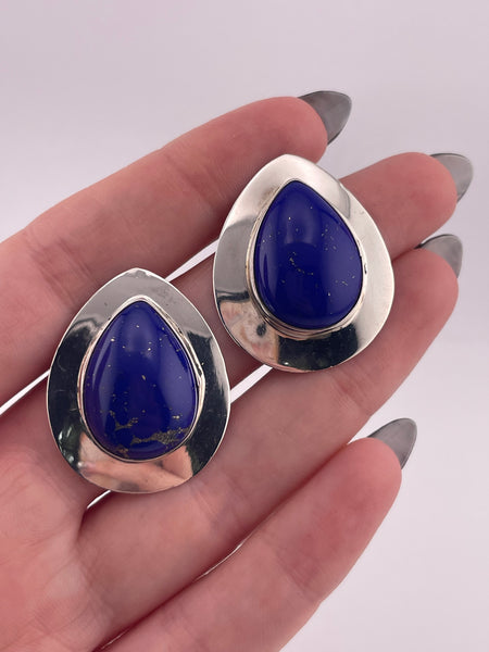 sterling silver lapis post earrings