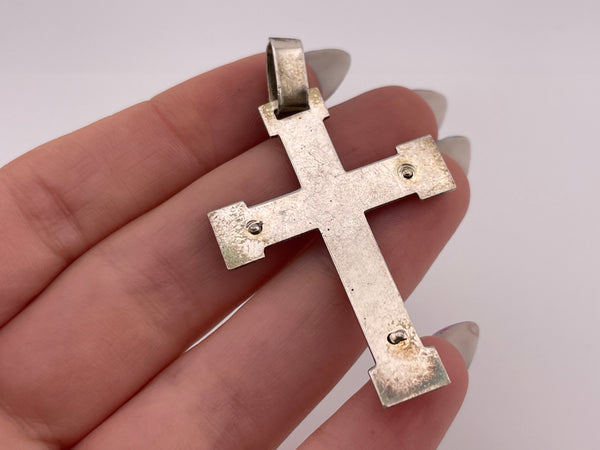 sterling silver large religious crucifix cross pendant