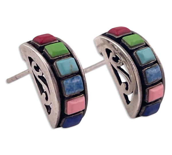 sterling silver multi faux stone resin post earrings