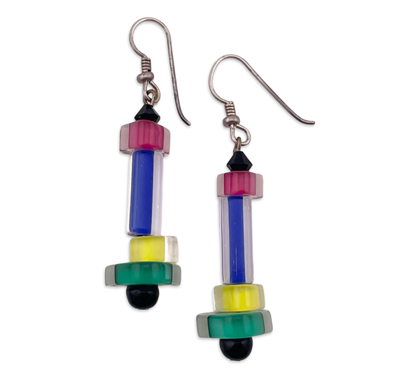 costume funky colorful plastic dangle earrings