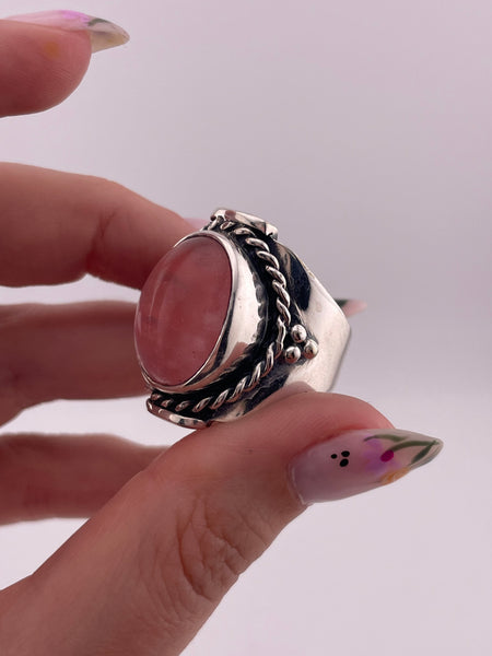 size 10.5 sterling silver pink glass ring