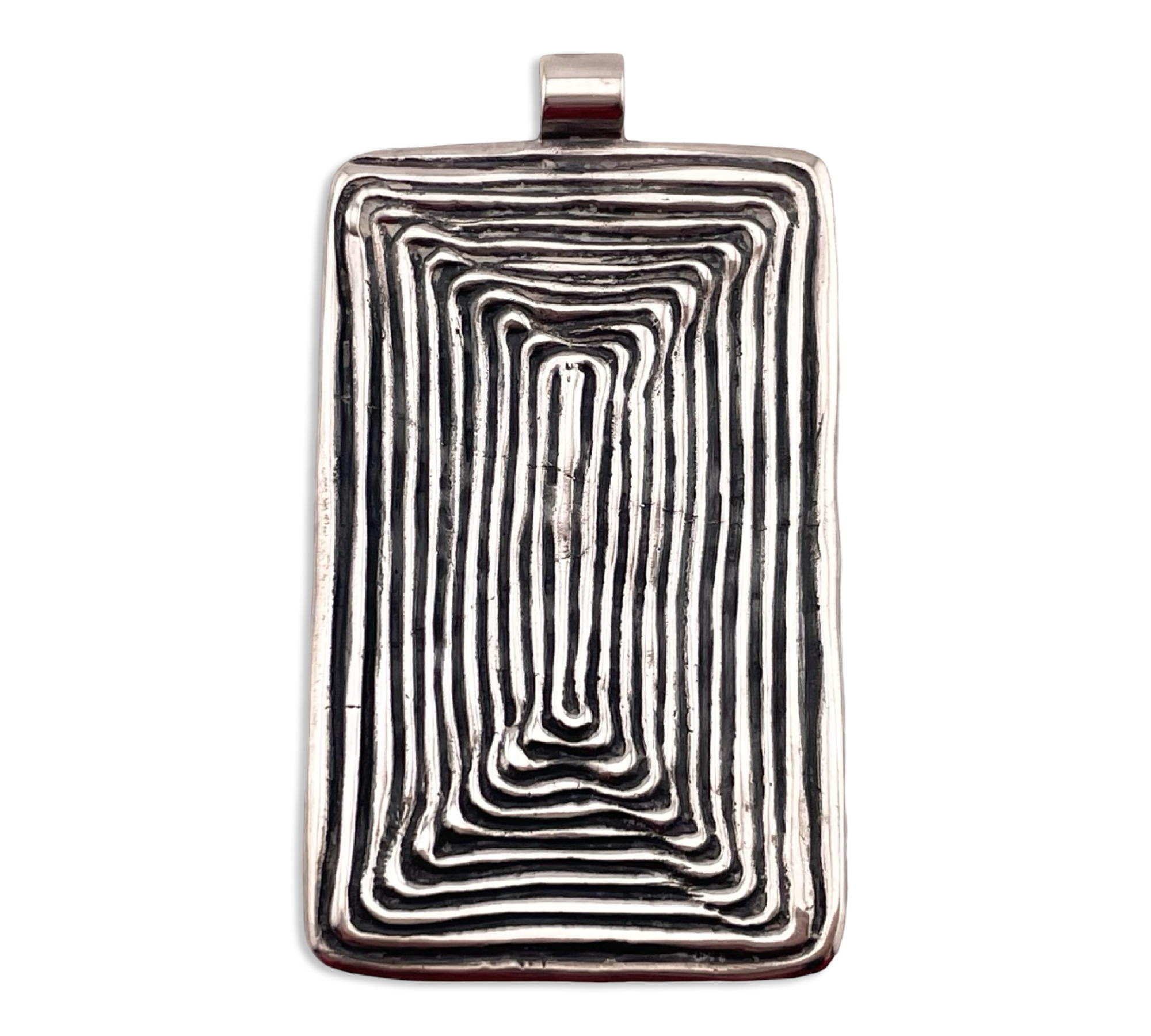 sterling silver 2-7/8" large abstract spiral pendant