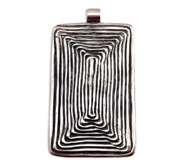 sterling silver 2-7/8" large abstract spiral pendant
