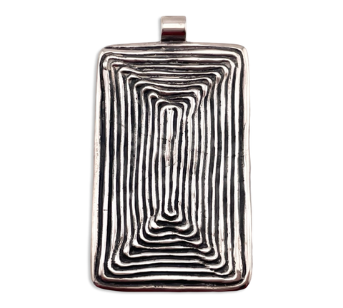 sterling silver 2-7/8" large abstract spiral pendant