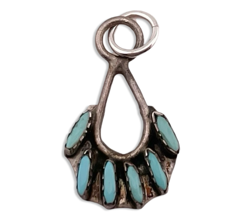 sterling silver turquoise needlepoint pendant