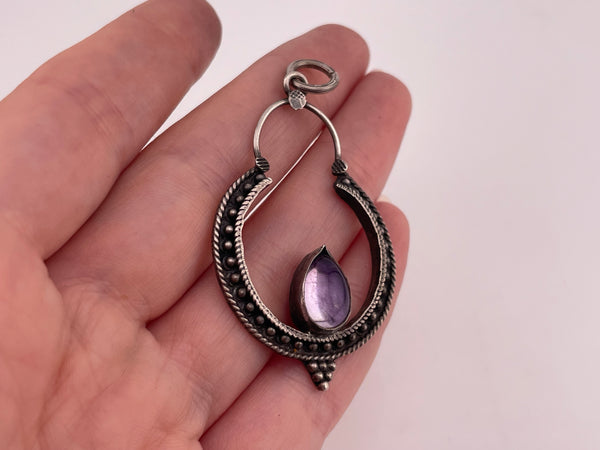 sterling silver amethyst dot design pendant
