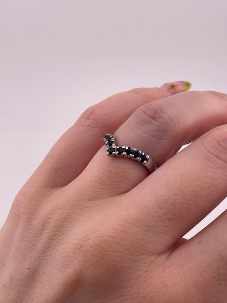 size 7 sterling silver faceted blue spinel ring