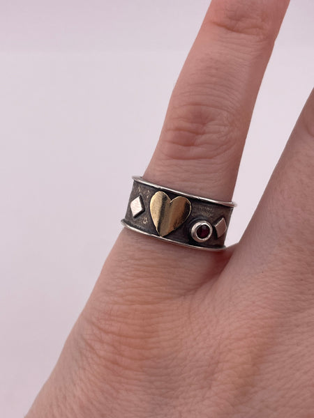size 5.5 sterling silver gold plated heart garnet ring