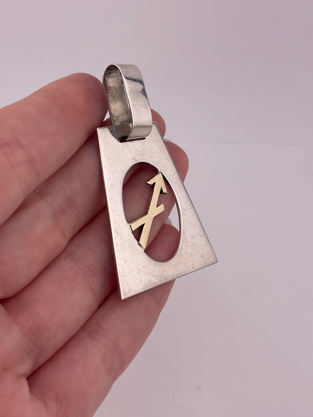 sterling silver & 14k gold 2" Sagittarius the Archer zodiac pendant