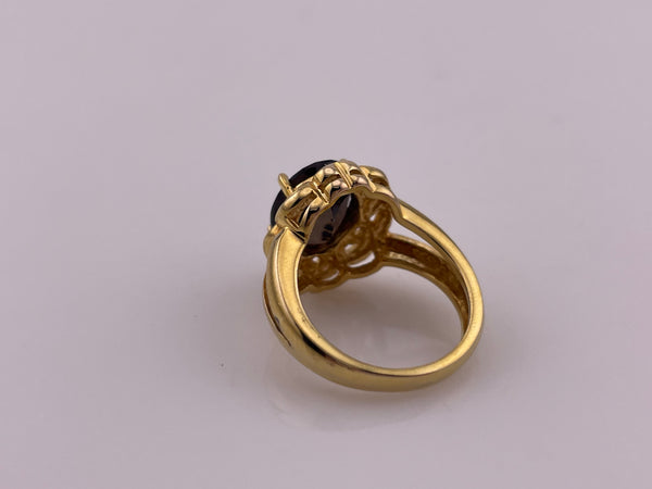 size 6 sterling silver gold plated smoky quartz ring
