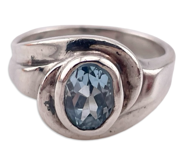 size 7.25 sterling silver faceted topaz ring