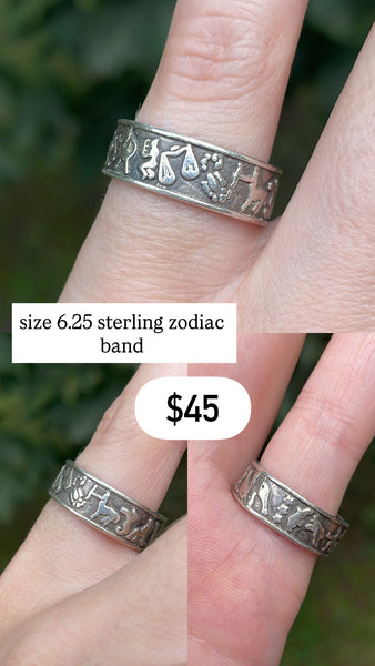 RESERVED PRIVATE LISTING -- sterling silver zodiac band A4