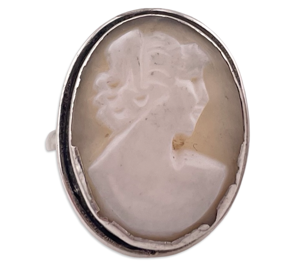 size 6.75 800 silver cameo ring