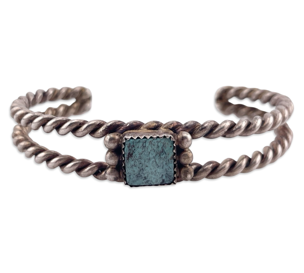 sterling silver twist wire turquoise cuff bracelet