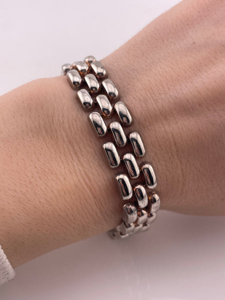 sterling silver 7" chunky panther link bracelet