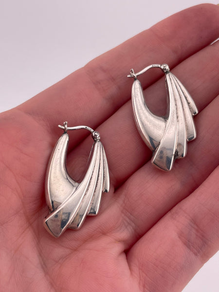 sterling silver textured puffy hoop earrings