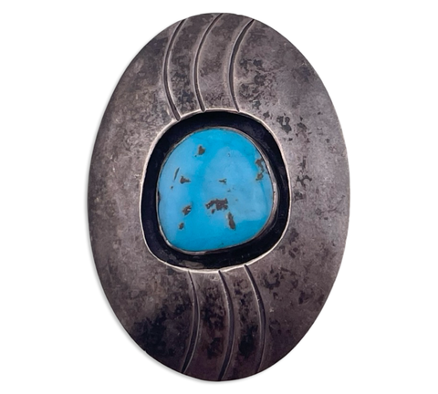 sterling silver turquoise shadowbox pendant brooch