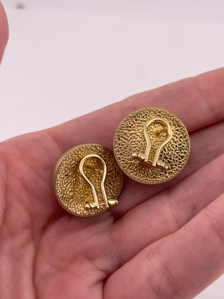 sterling silver gold wash Dyadema brushed matte finish dome omega-back earrings