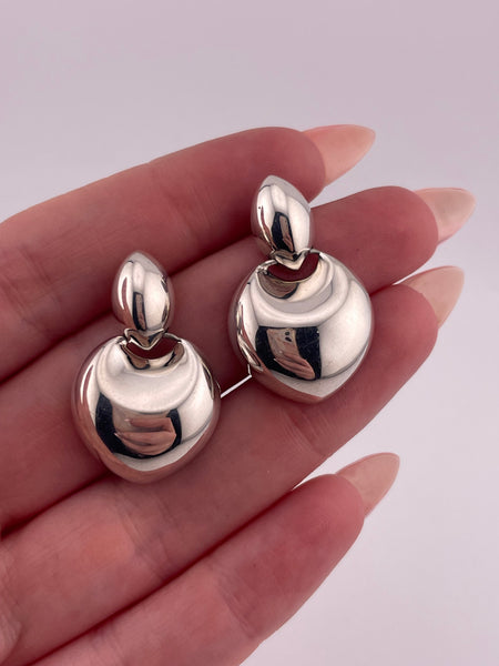 sterling silver puffy stoneless door-knocker post earrings