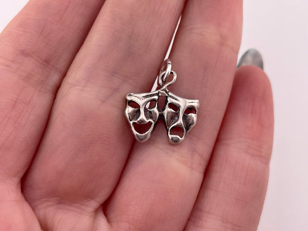 sterling silver comedy drama masks pendant
