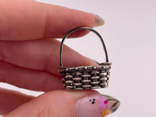 sterling silver basket pendant