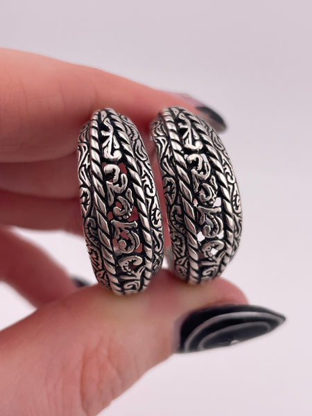 sterling silver 1" Carolyn Pollack post hoop earrings